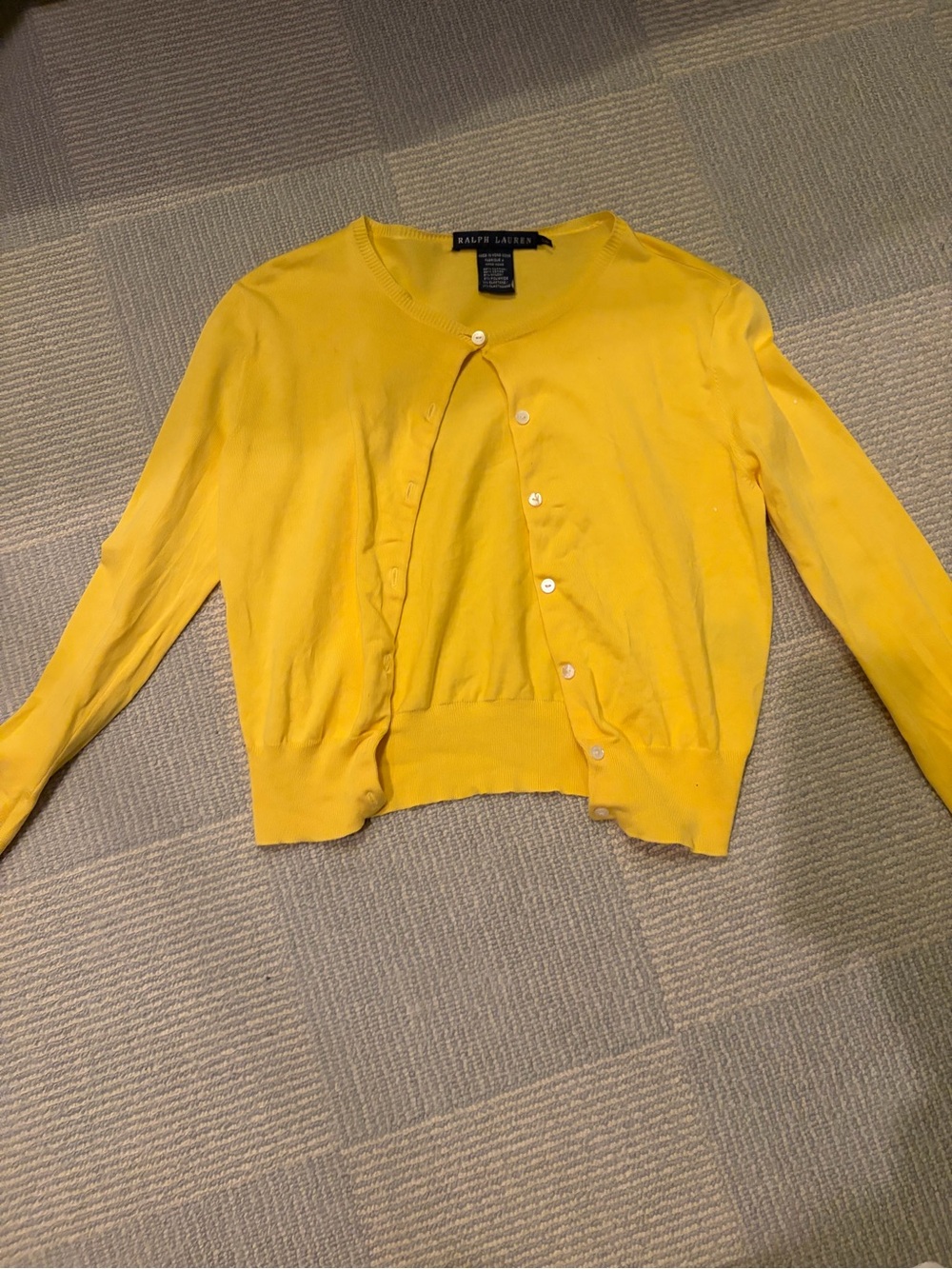 Ralph Lauren Bright Yellow Button-Front Crewneck Cardigan